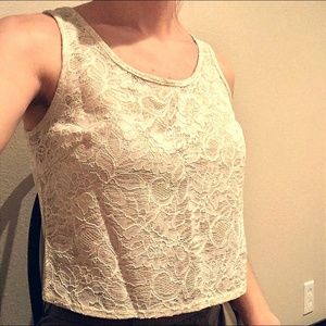 Lace white crop top